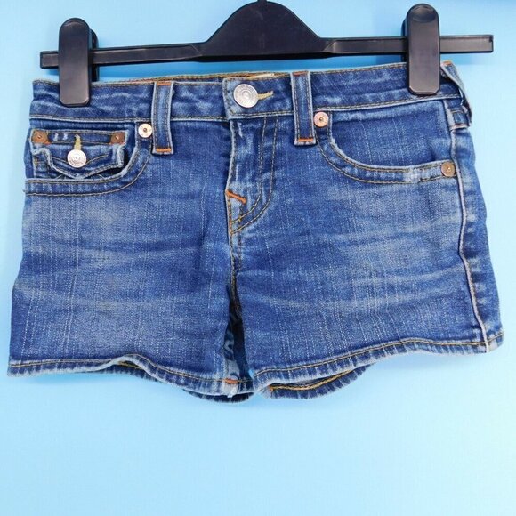 True Religion Jean Shorts Girls Size 14 Dolly Blue Denim - Picture 1 of 6